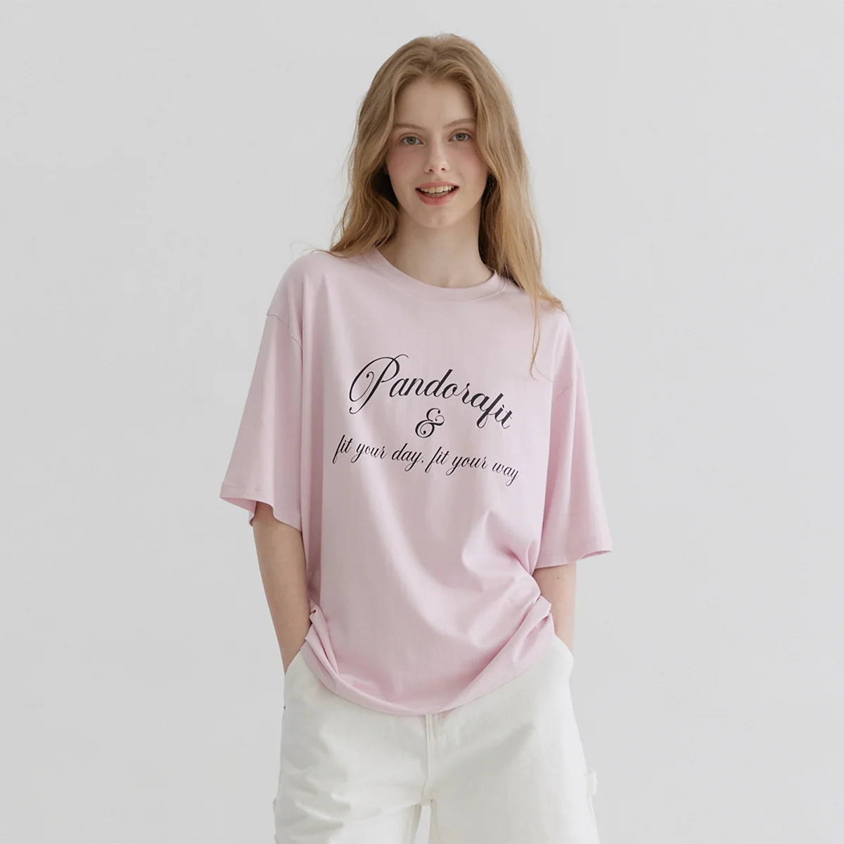 Letter Overfit T-shirts (pink)