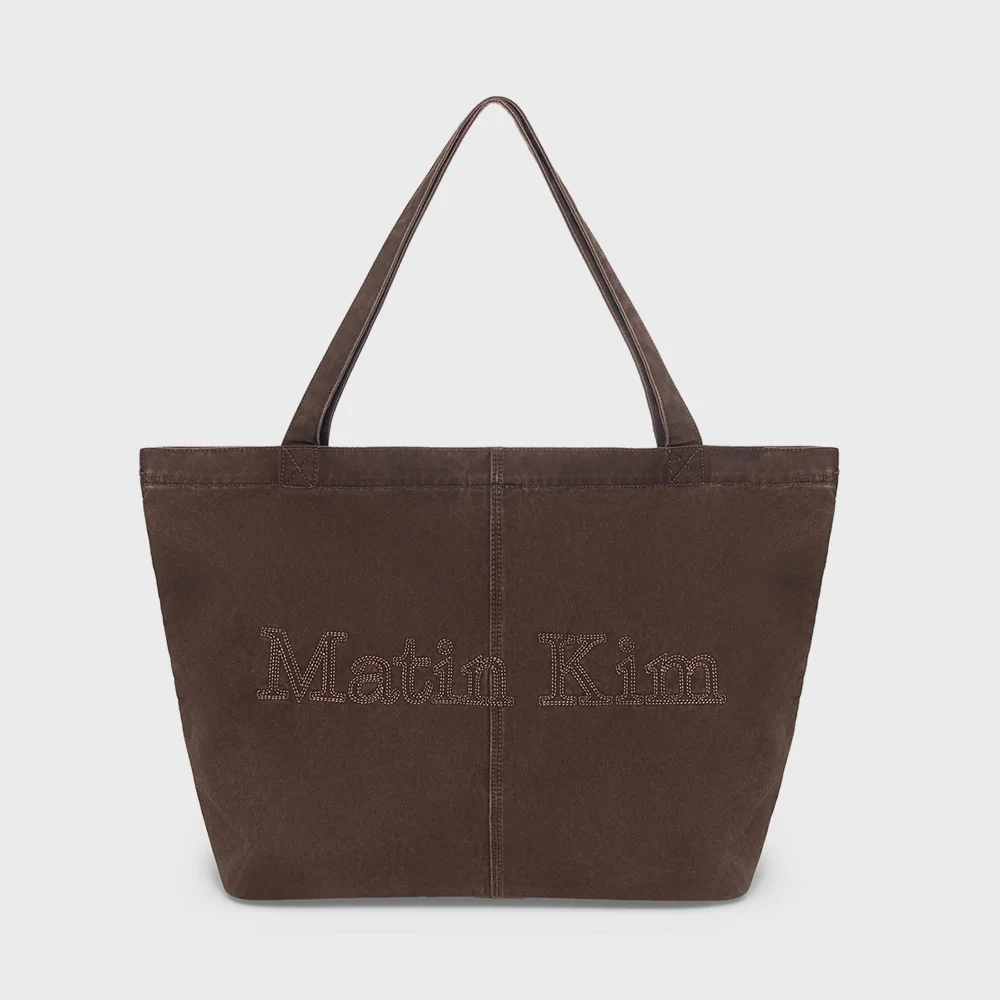VINTAGE WASHED COTTON SHOULDER BAG IN BROWN