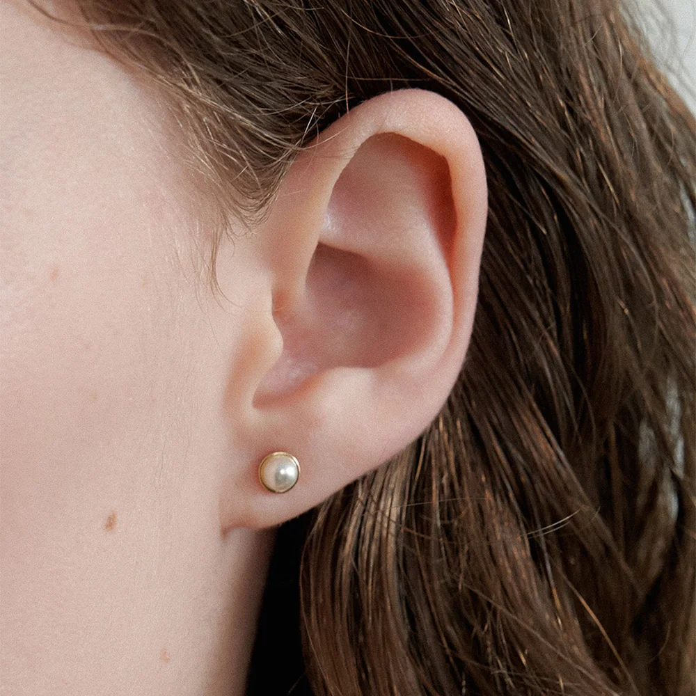 gold classic pearl earring JE049