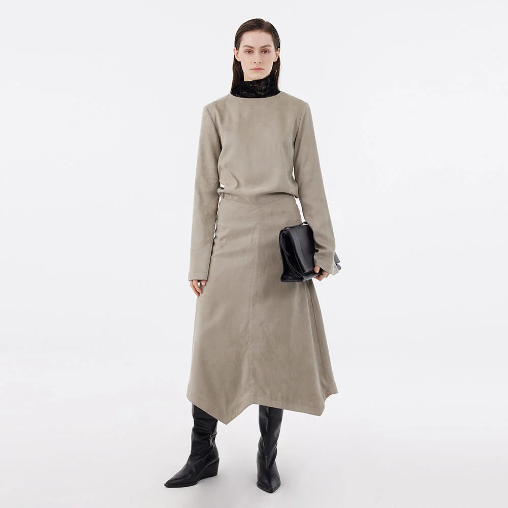 Asymmetric Maxi Dress - Grey Beige