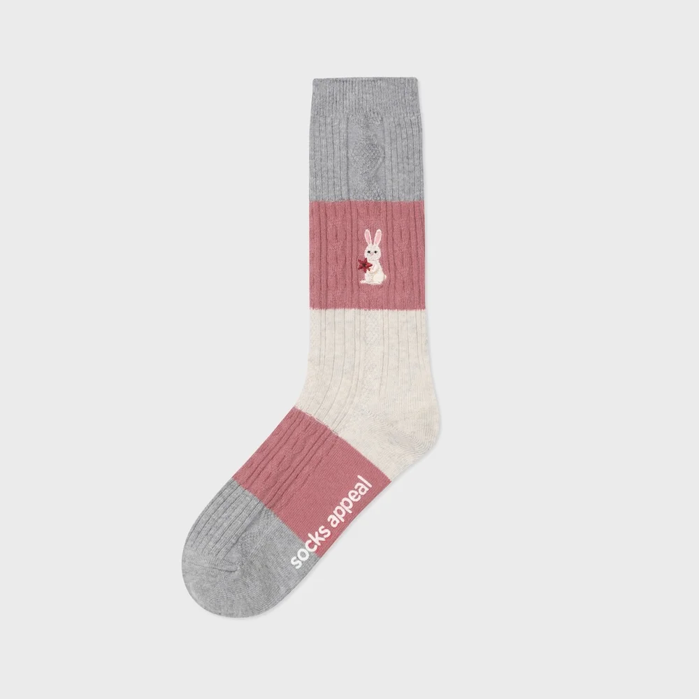 grey block embroidery maple leaf bunny