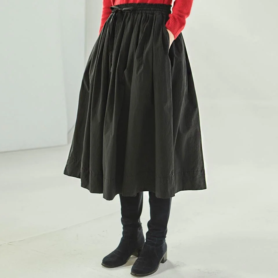 2 SHIRRING BLACK SKIRT