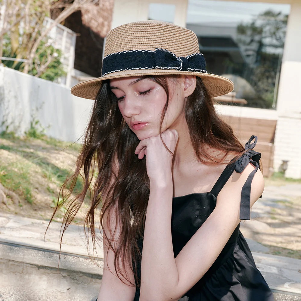 Wave Ribbon Boater Hat_2 Colors