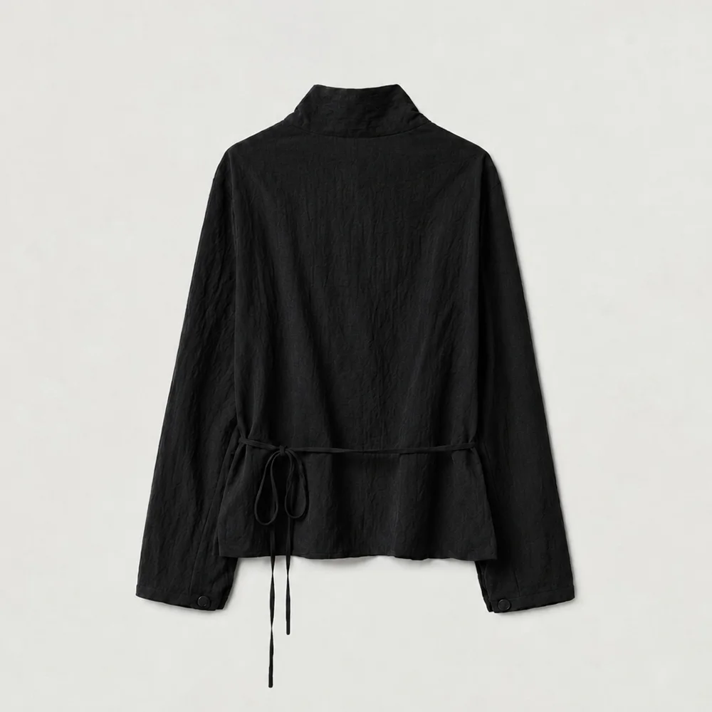 Muse drape high-neck blouse_black