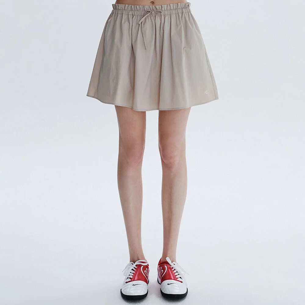 Shirring Volume Mini Skirt (Beige)