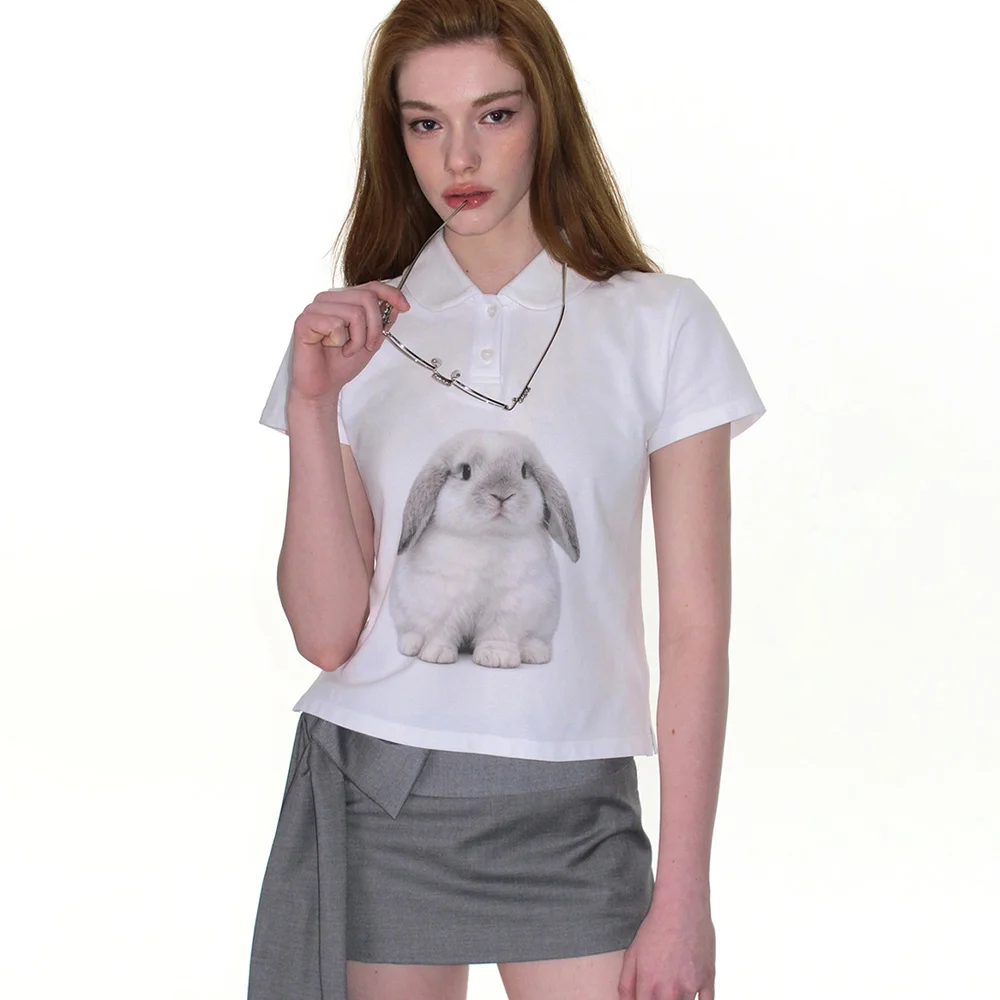 BUNNY GRAPHIC POLO SHIRT_WHITE