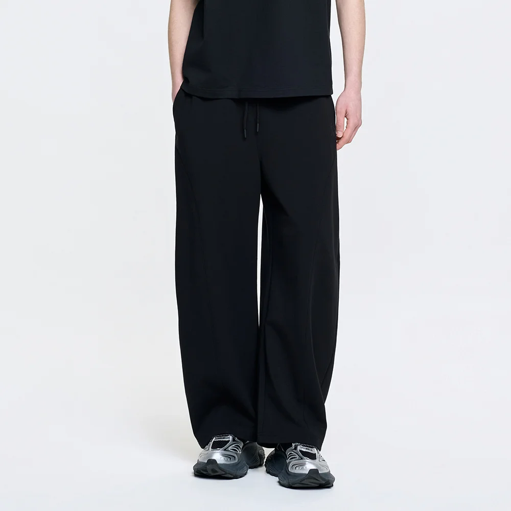基本款 小標誌 Curved Wide 褲子 NY (Black)