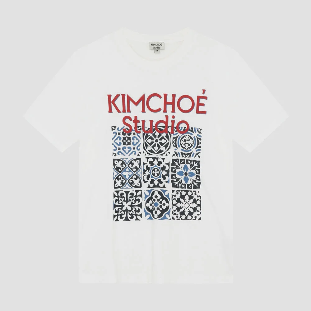 有機 純棉 Morocco Tile 印花 T恤 白色