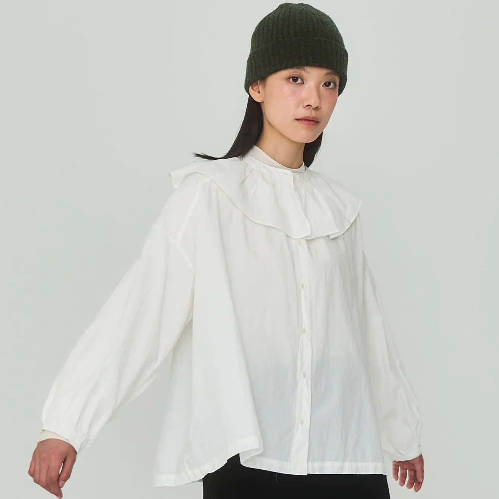 Big Frill Collar White Blouse
