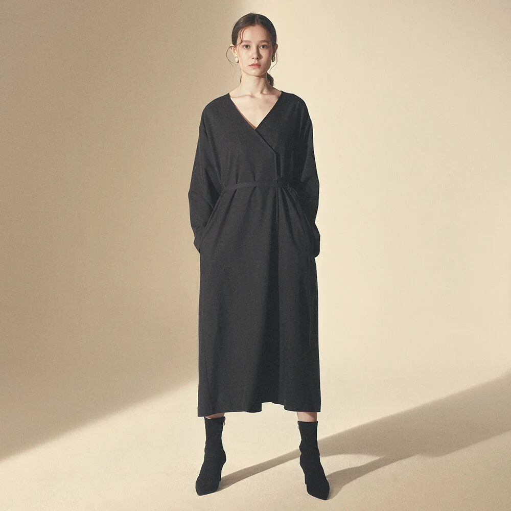 STRING ONE-PIECE ROBE_Black