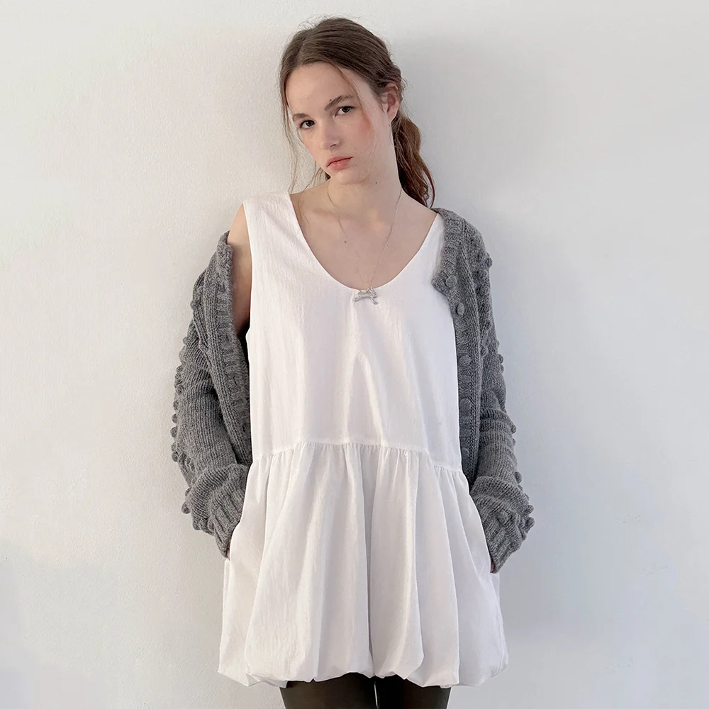 Balloon Mini Dress (White)