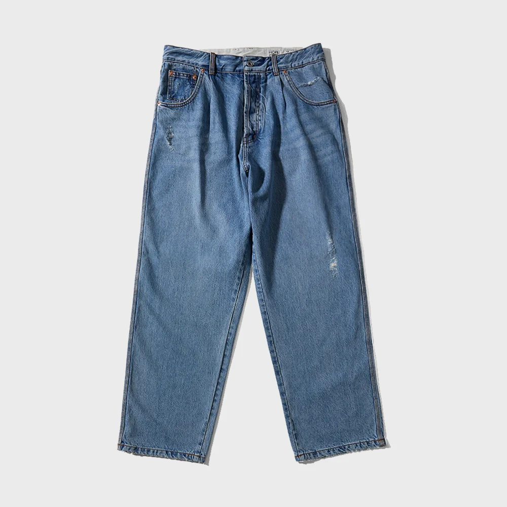 Blueborn Damage Loose Denim Pants Light Blue