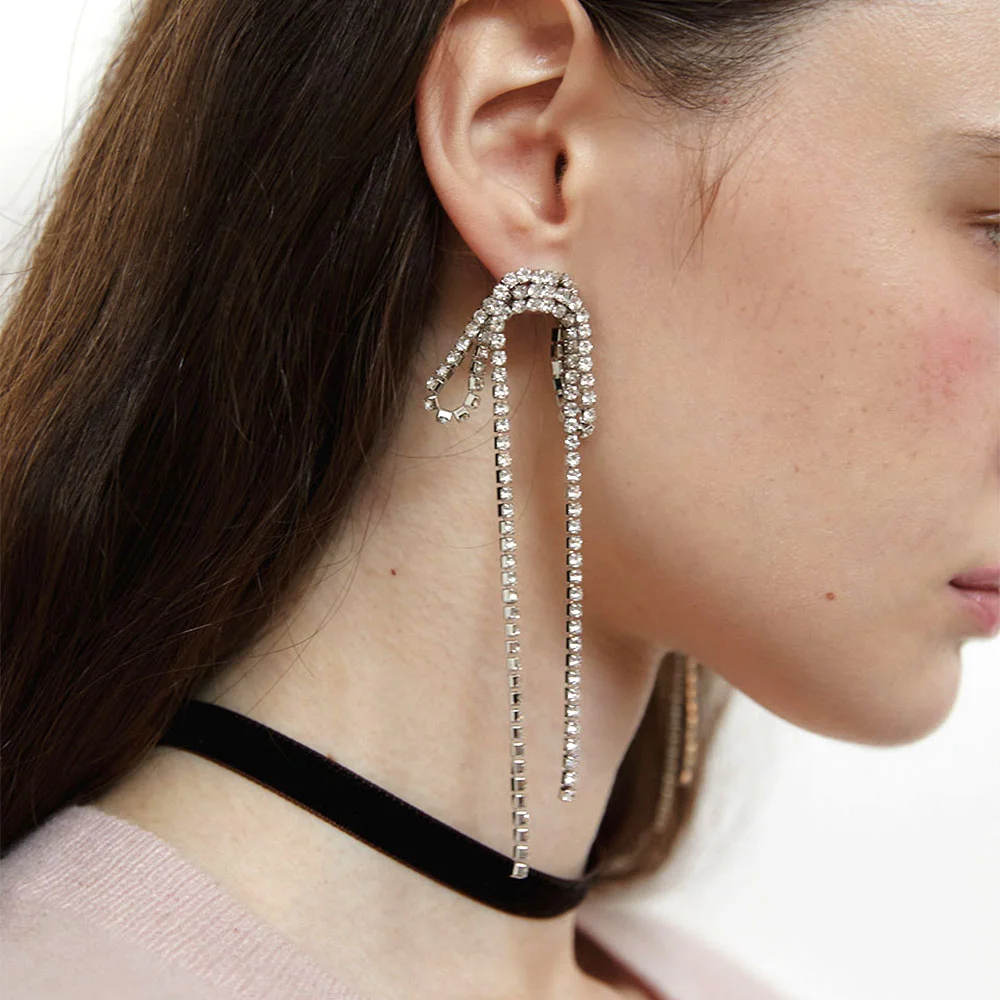 Cubic Long Ribbon Earrings (L244MER030)
