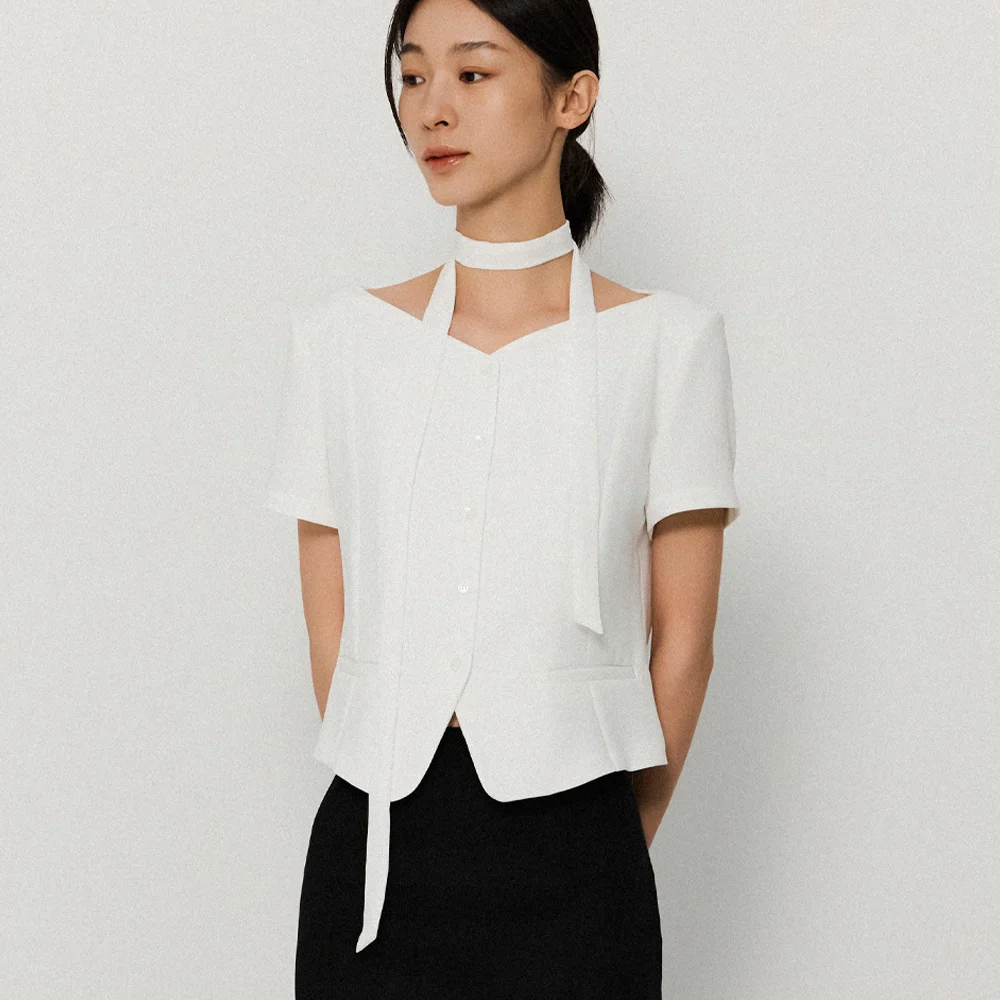 modern tie blouse_white