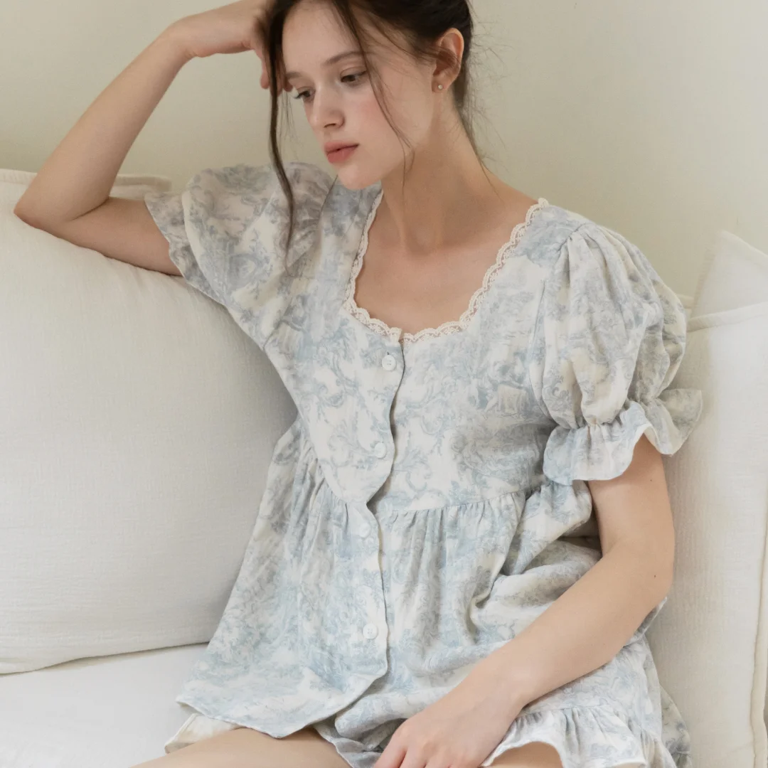 De Vreve Charlotte 藍色 短袖 兩件套 套裝