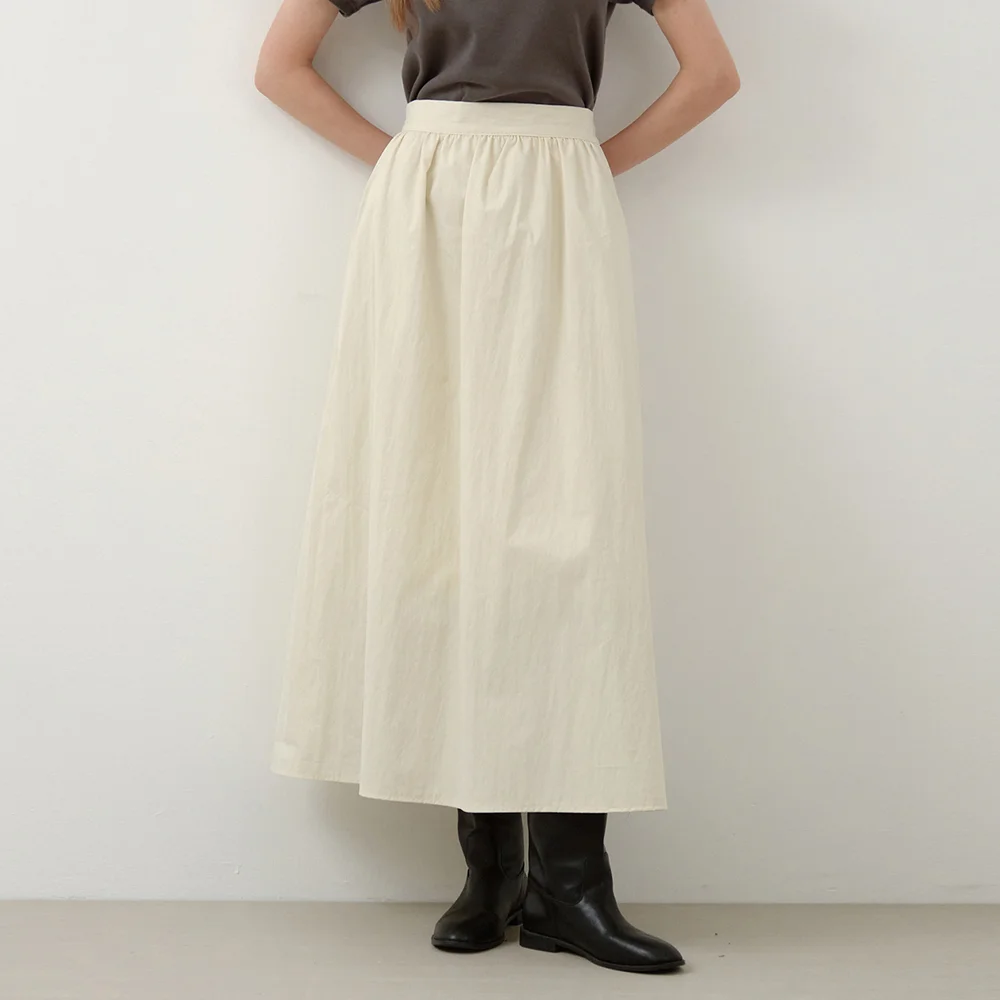 Slow Flare Long Semi-Banding Skirt_CREAM(W25-SK02)