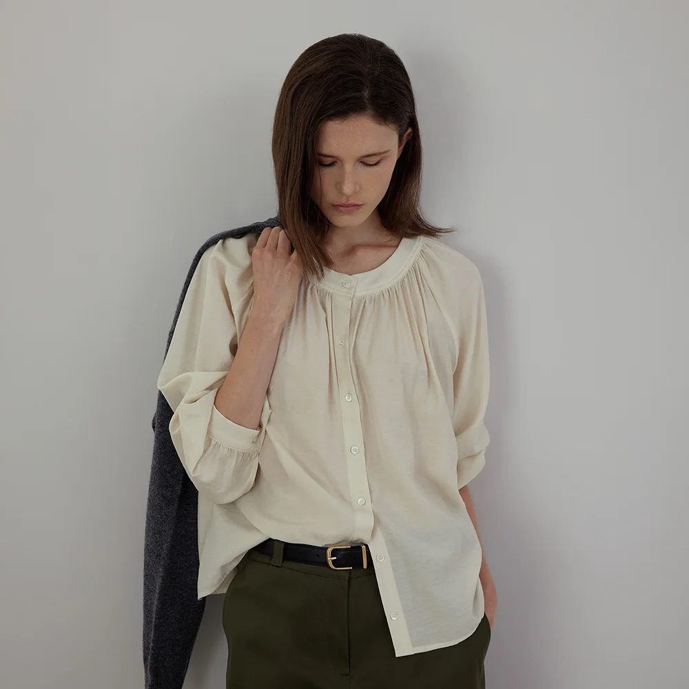 Fine Contour Button-Front Blouse
