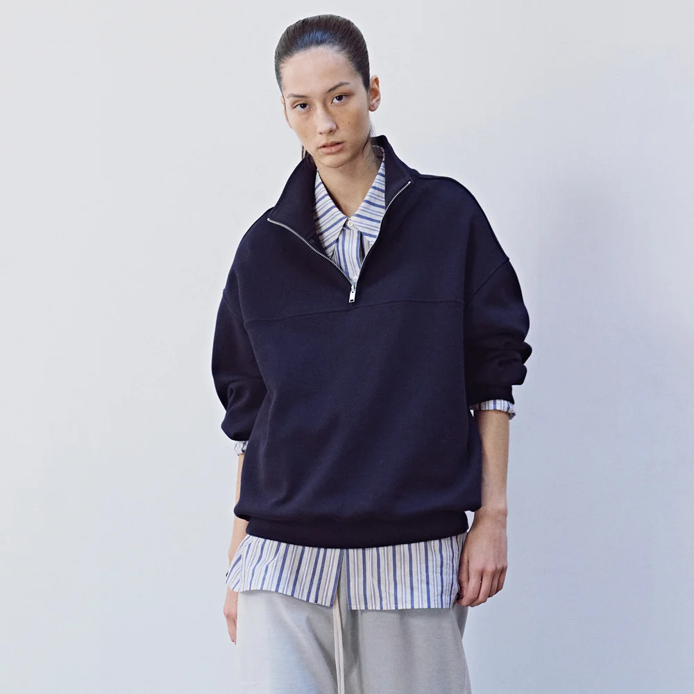 Half Zip-up Jersey Top E111-24