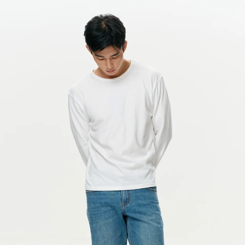 MEN ERA VINTAGE COTTON LS T - WHITE