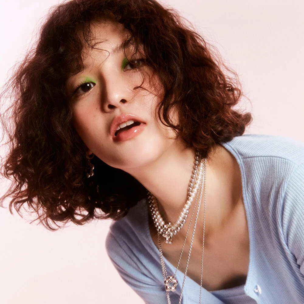Wild Flower Pearl Necklace (Silver)