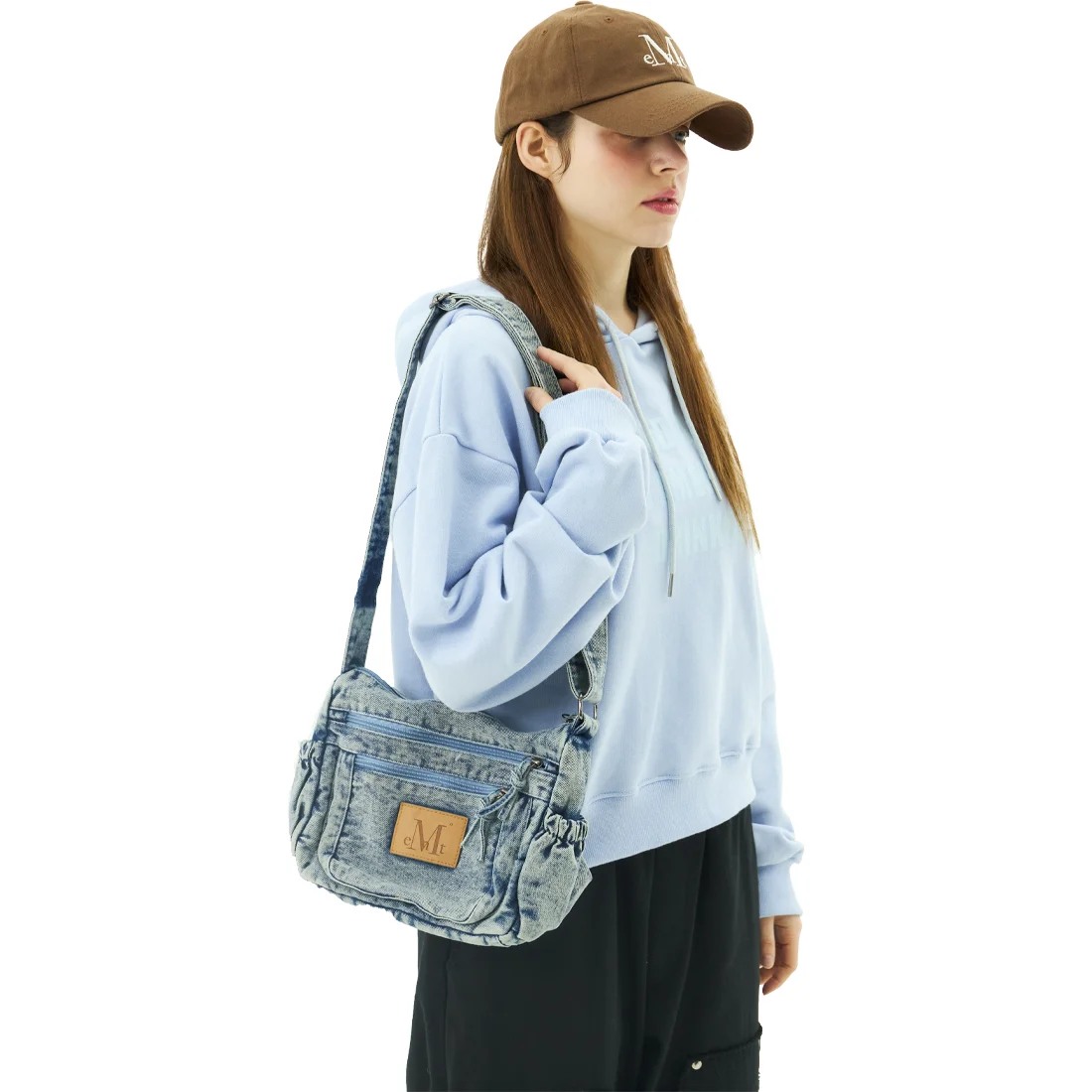 石洗 水洗 牛仔 斜揹袋 男女通用 (2色)