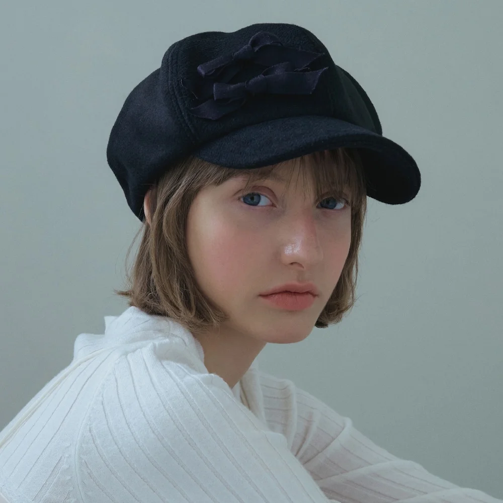 DOUBLE BOW MARGOT HAT IN BLACK