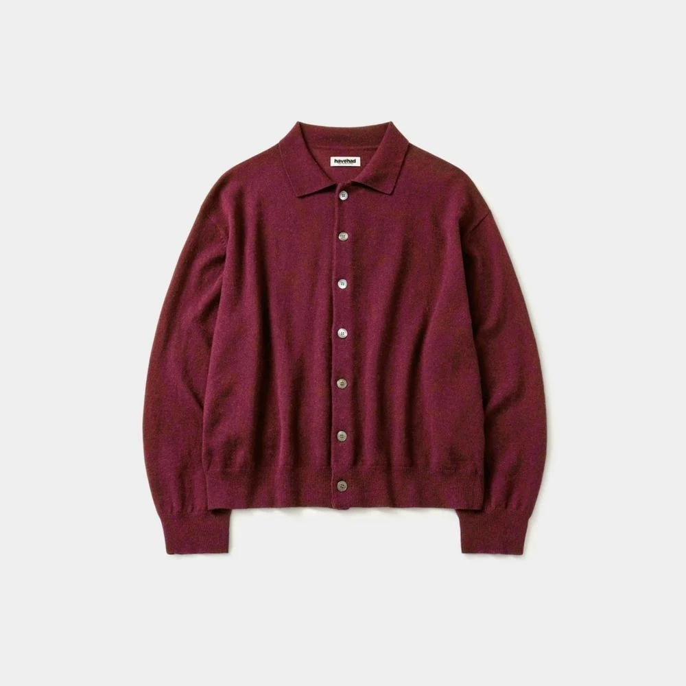 Daily Wool Collar Cardigan (Red)