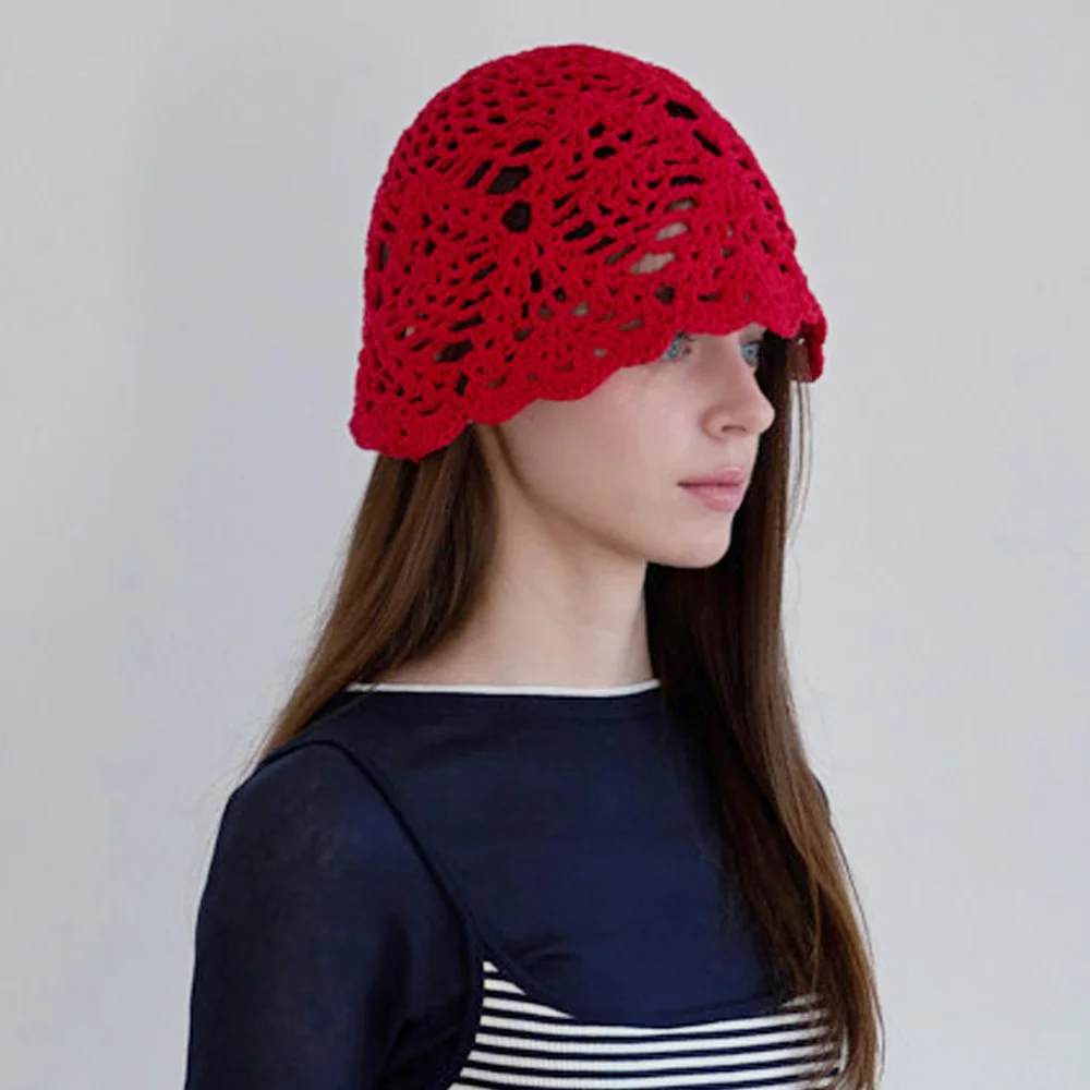 Pineapple Bucket Hat _ Red (菠蘿 手工製 鉤織 漁夫帽)