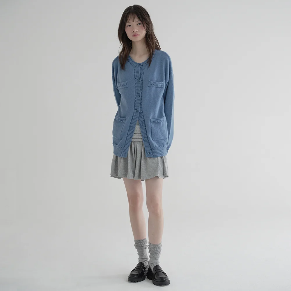 POCKET LOOSE CARDIGAN (BLUE)