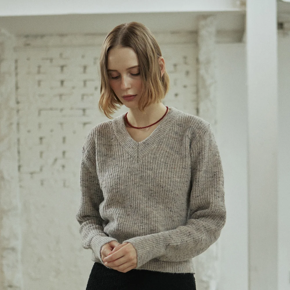 V CASHMERE KNIT_GRAY