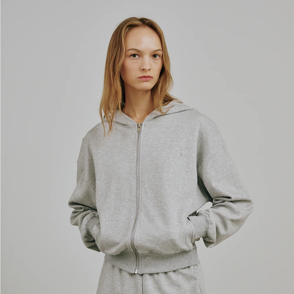 必備款 連帽衫 拉鏈 - 麻花 灰色 / Essential Hood Zip Up - M.Gray