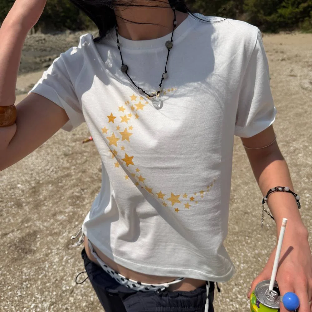 Chouetties by LUCKY CHOUETTE Slim Fit Moon Graphic Short Sleeve T-Shirt (white) LATAX26400WHX