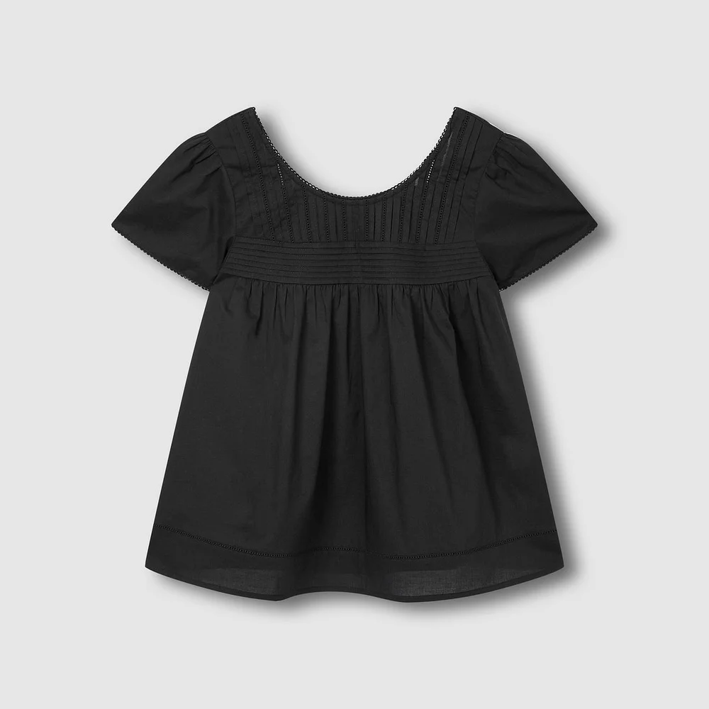 女裝 孔眼 短袖 睡衣 襯衫_黑色