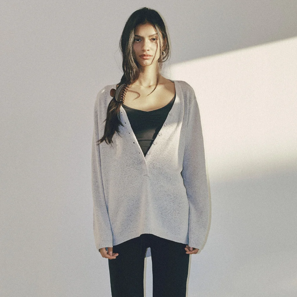 Button-Down Back-Cover Knit 灰色
