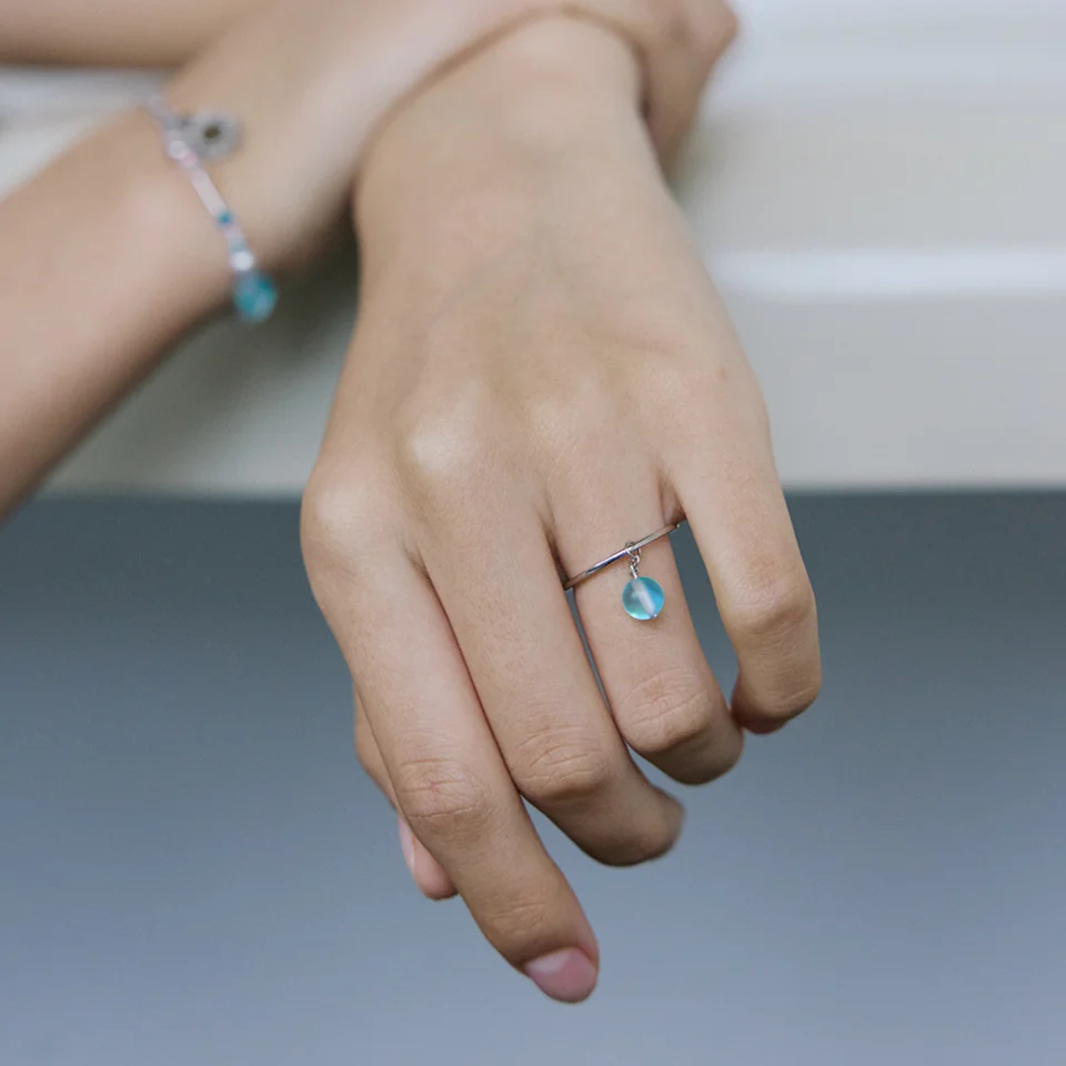 Matte aqua moonstone ring