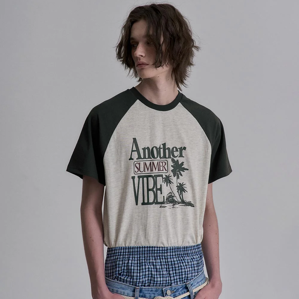 SUMMER VIBE RAGLAN T-SHIRT - KHAKI