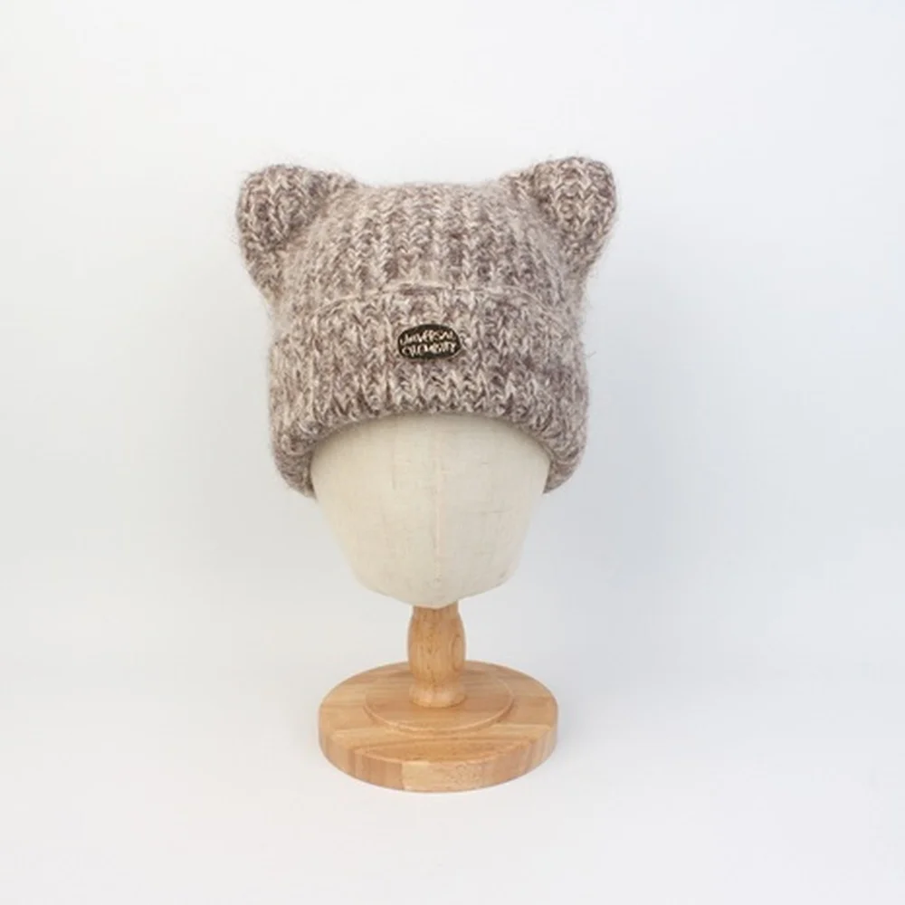 Cat Vintage Knit Beige Beanie 貓耳冷帽