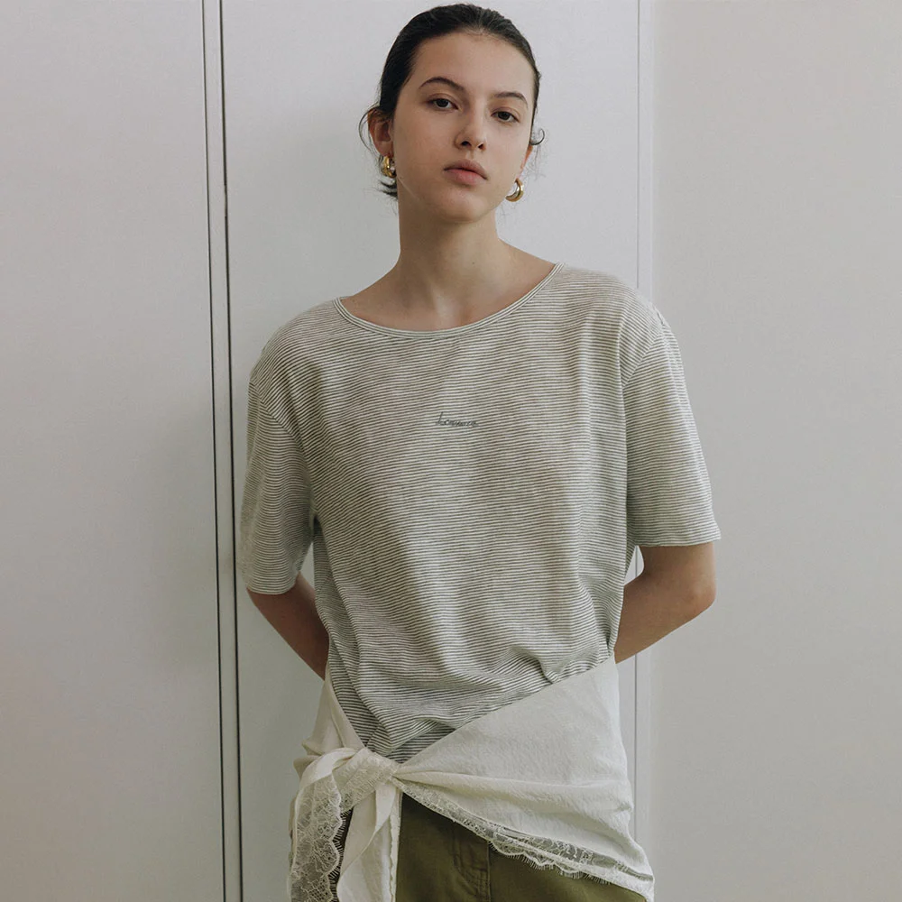 Logo Stripe Back-Twist T-Shirt SW6ME770_2color