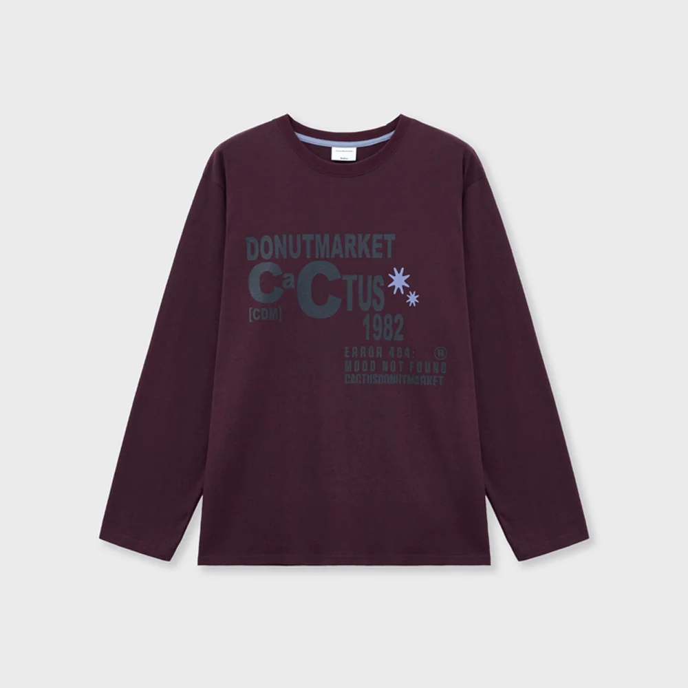 Lettering Long Sleeve T-shirt-Purple