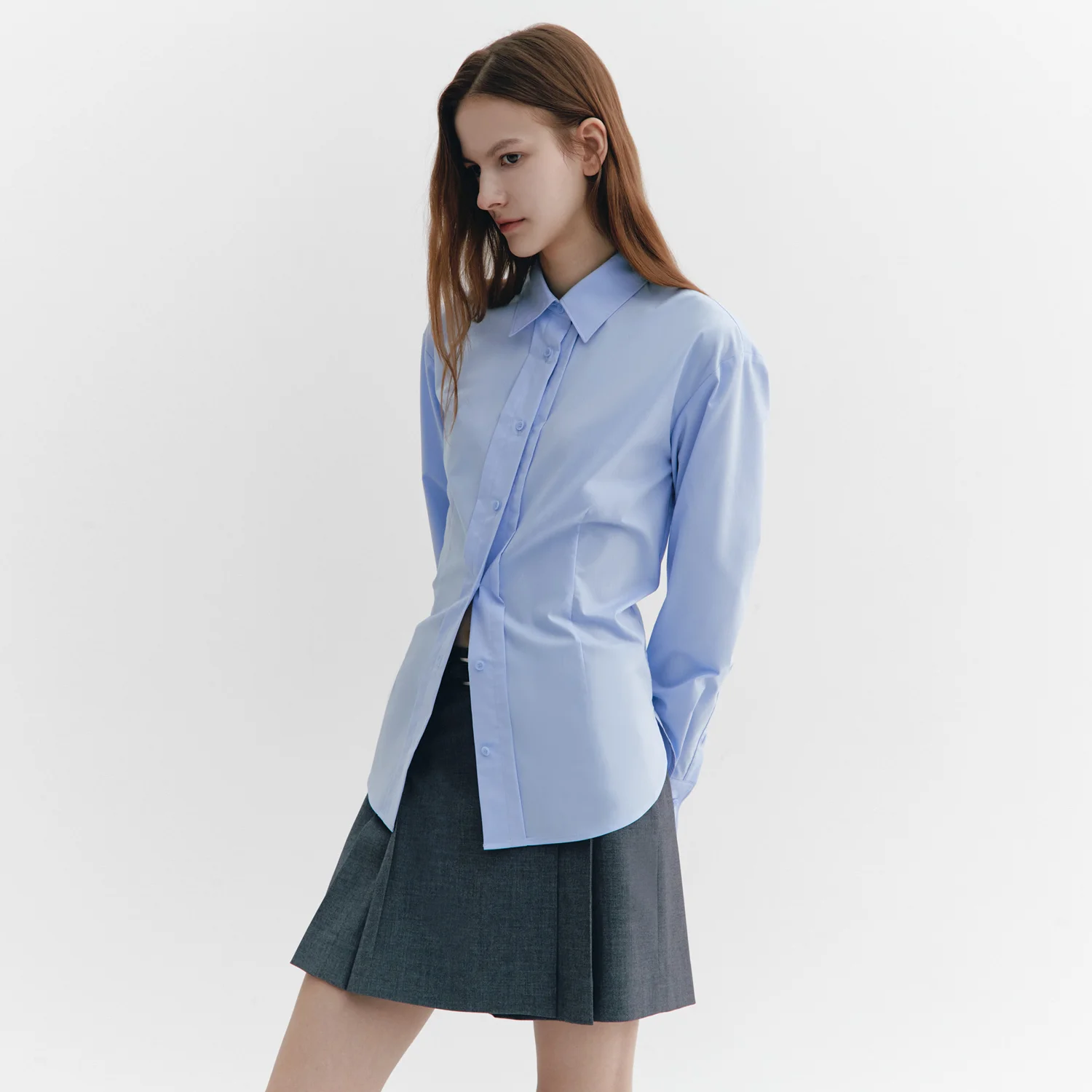 Back String tightening Shirts BLUE
