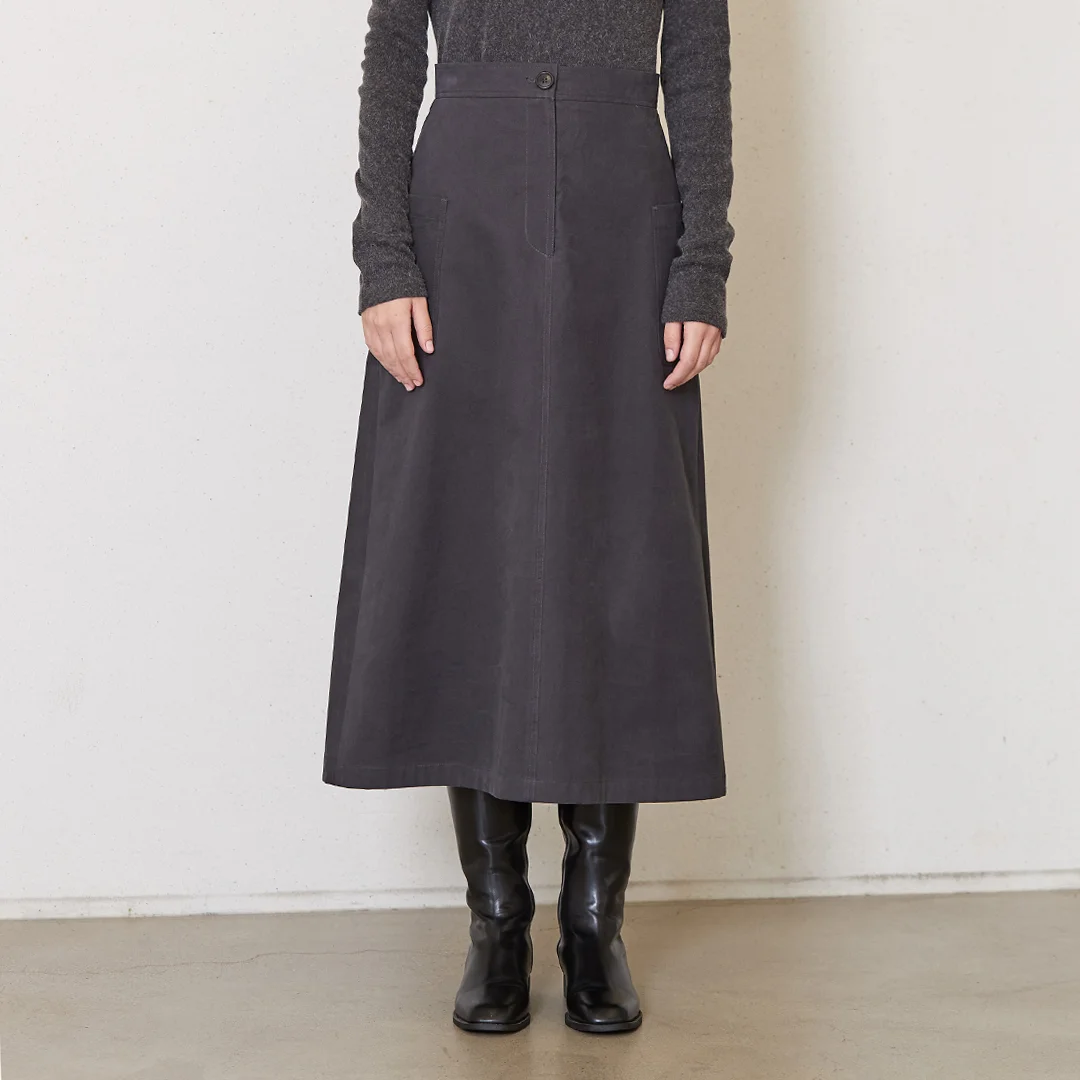 cotton flared skirt_smoke