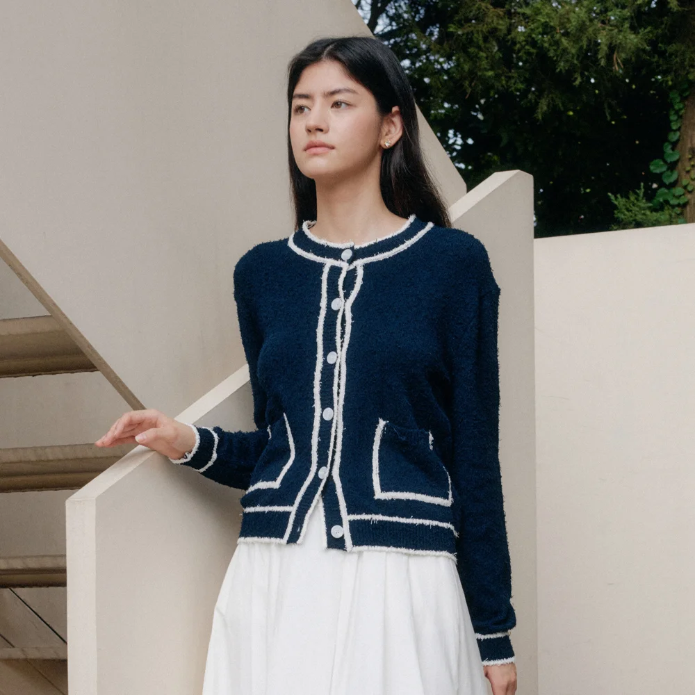 TWEED CARDIGAN_NAVY