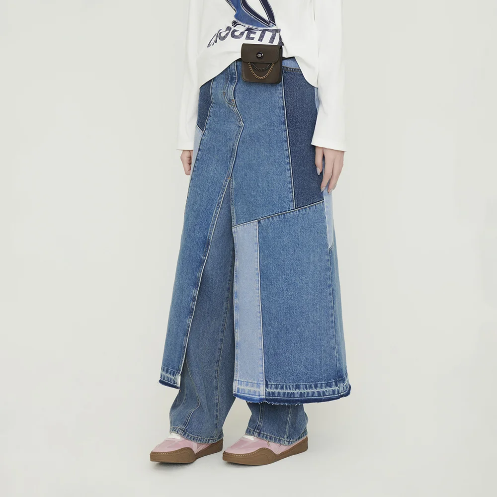 Color Patch Denim Long Skirt (blue)_LFPDS25210BUX
