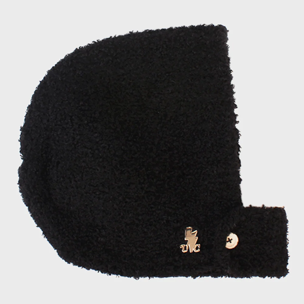 Fleece Button Black Balaclava 針織帽