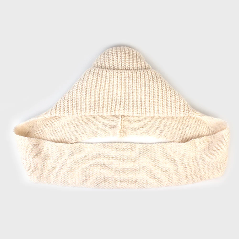 Wool Ivory Knit Hood Muffler Hat 連帽圍巾