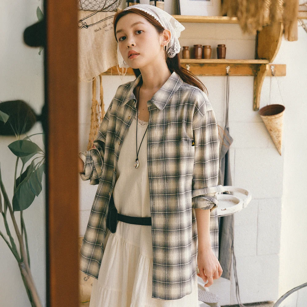 COTTON TARTAN CHECK SHIRT - White