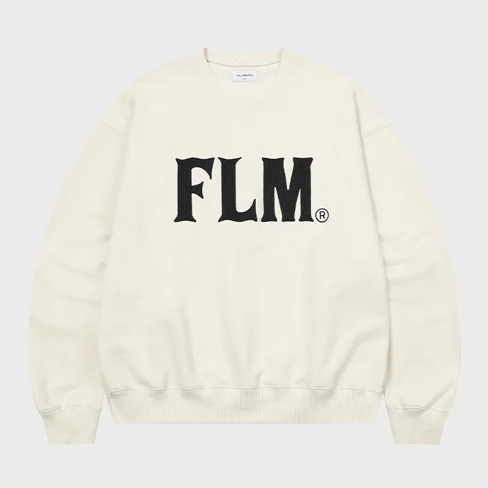 FLM 縫線 標誌 衛衣 襯衫-奶油
