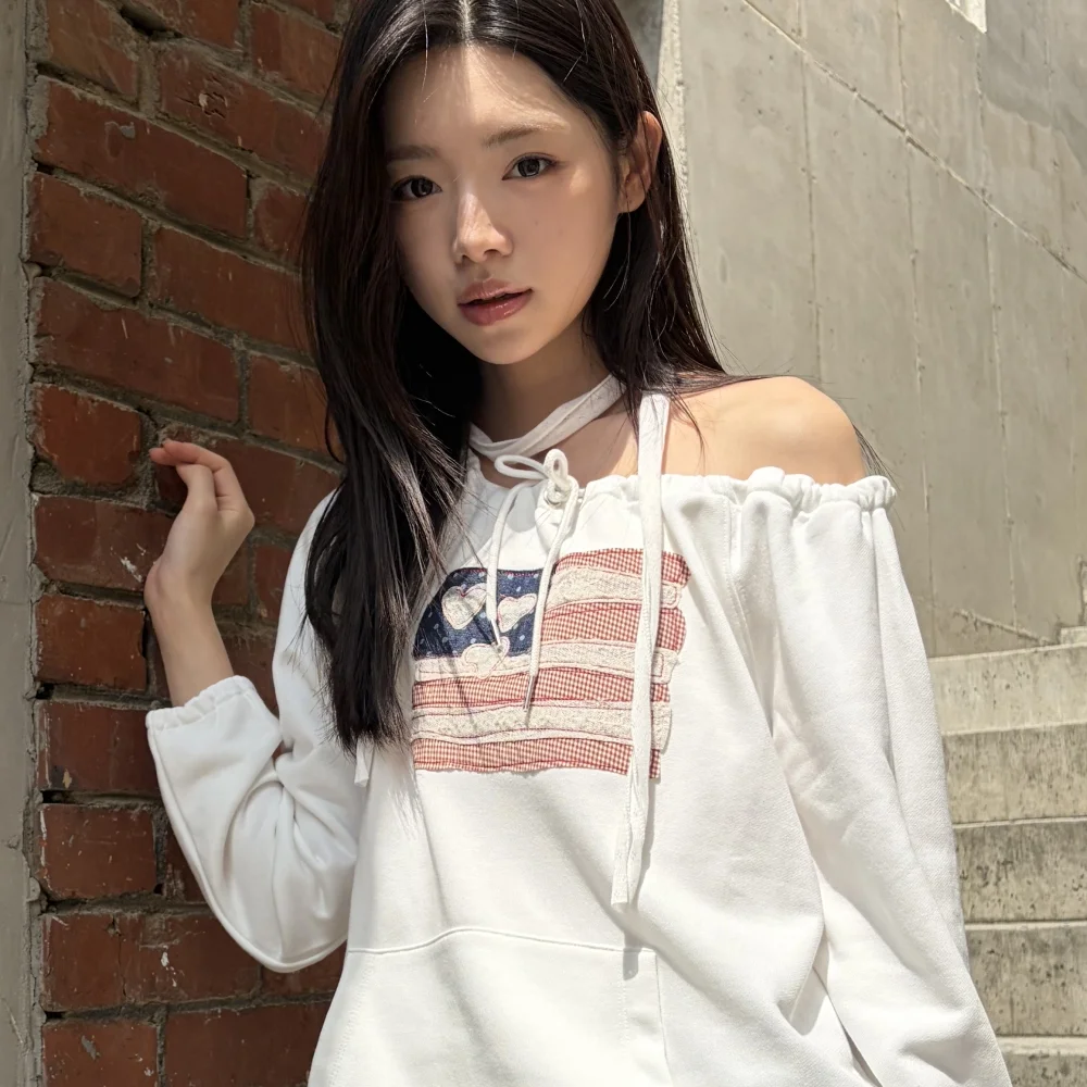USA Banner String long Sleeve White