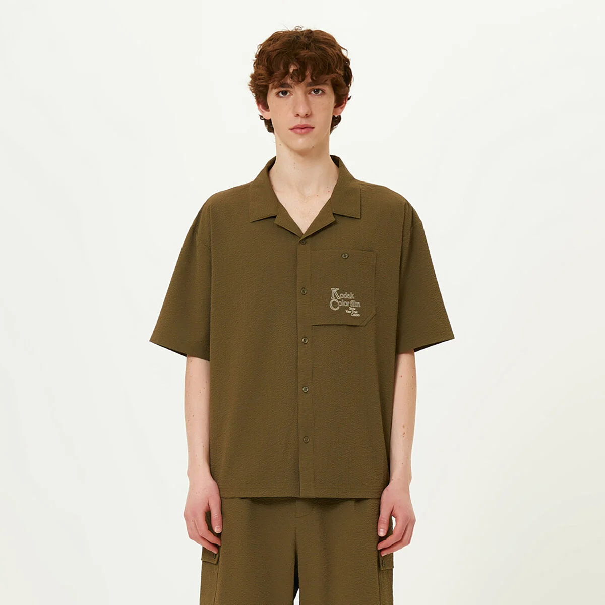 微風 淺 泡泡紗 衣領 襯衫外套 KHAKI