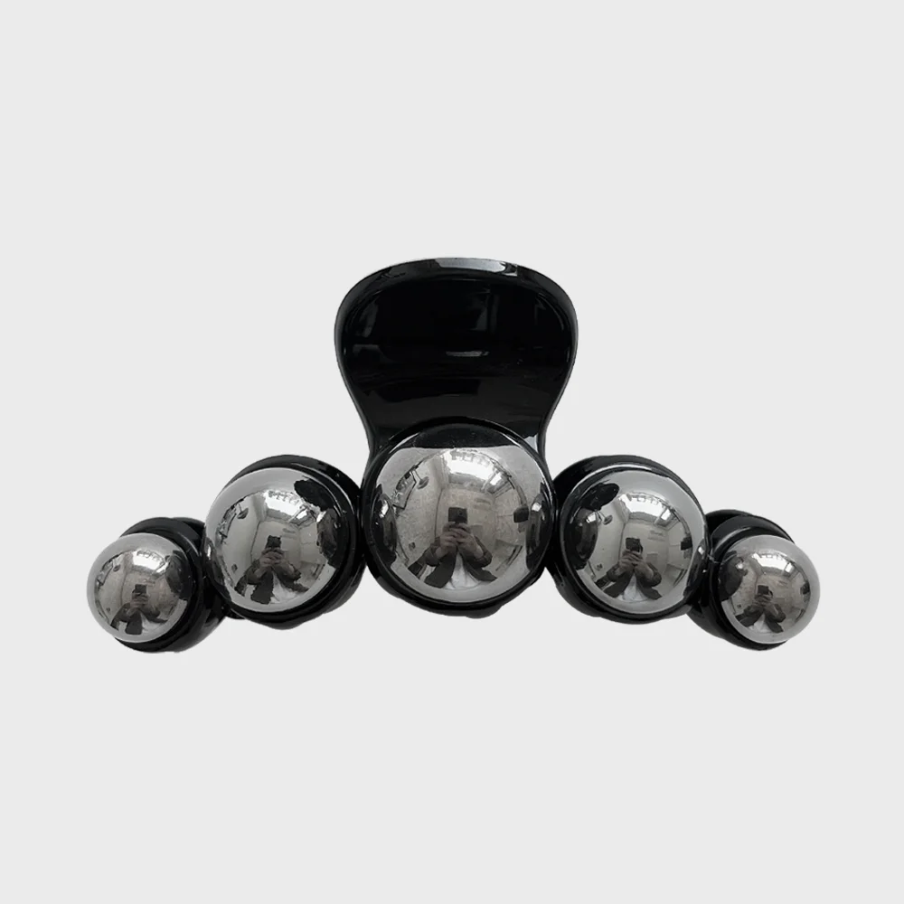 Hair Clip Silver Ball _ BK